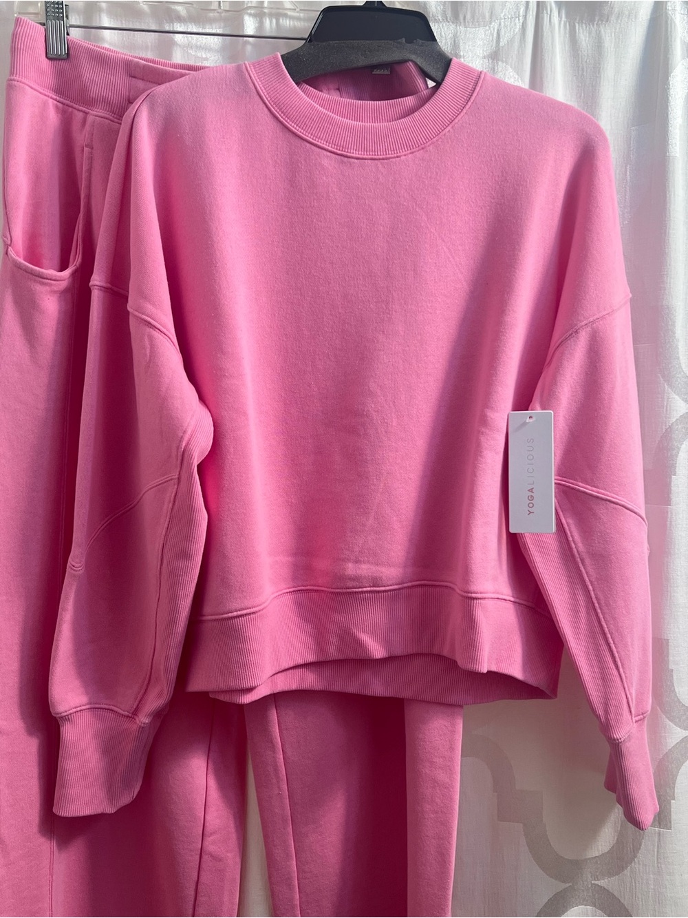 Yogalicious Washed Loop Terry Sweatshirt & Sweatpants Set Sachet Pink Medium